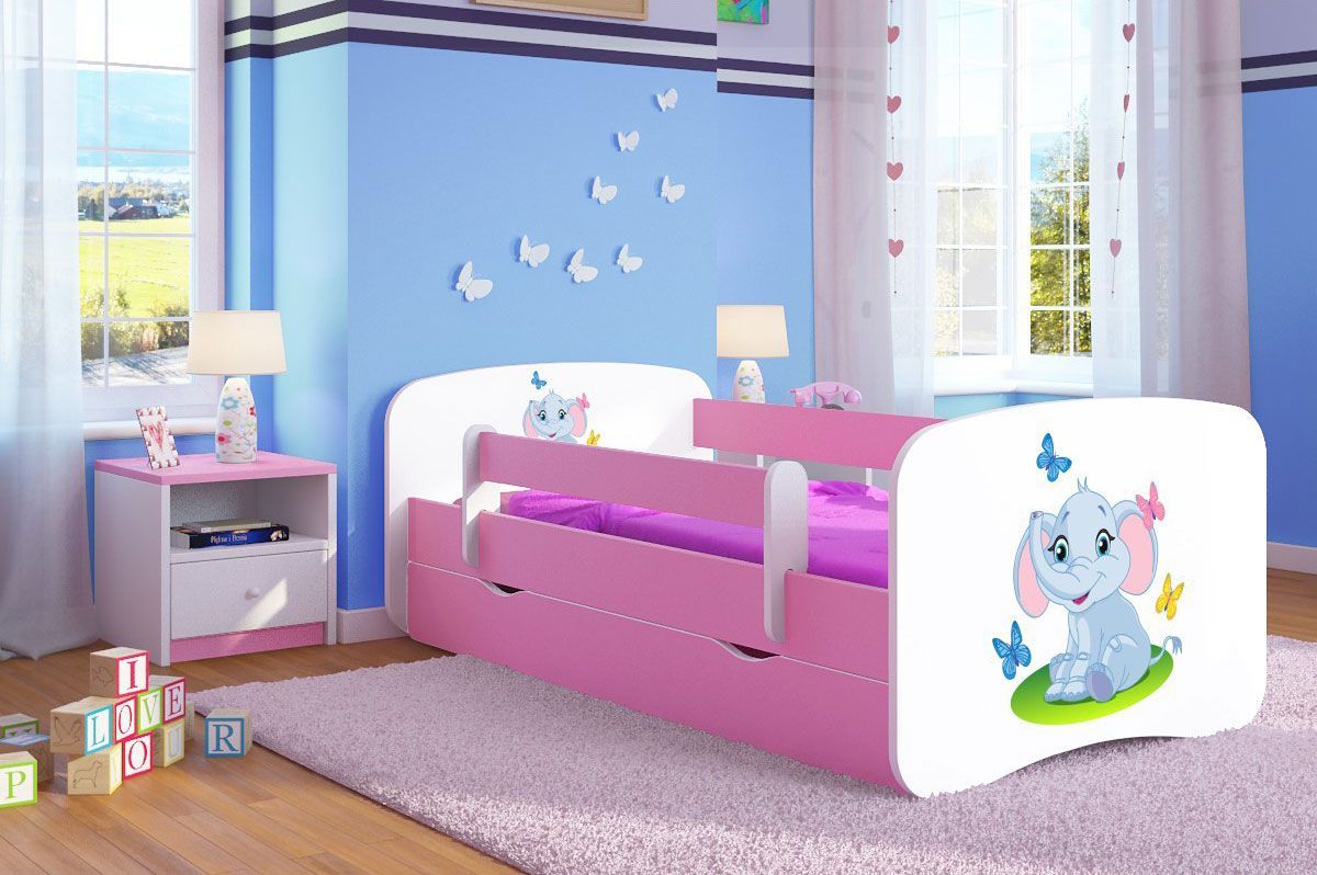 Elior Łóżko dla dziewczynki z szufladą Happy 2X mix 80x160 - różowe