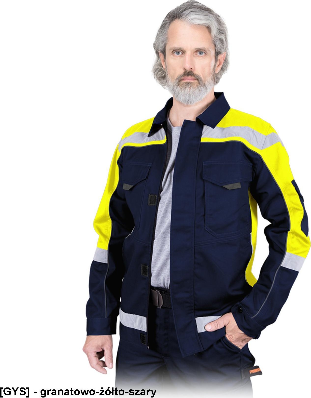 R.E.I.S. PROM-J - Bluza ochronna, tkana - niebiesko-czarno-pomarańczowy 2XL