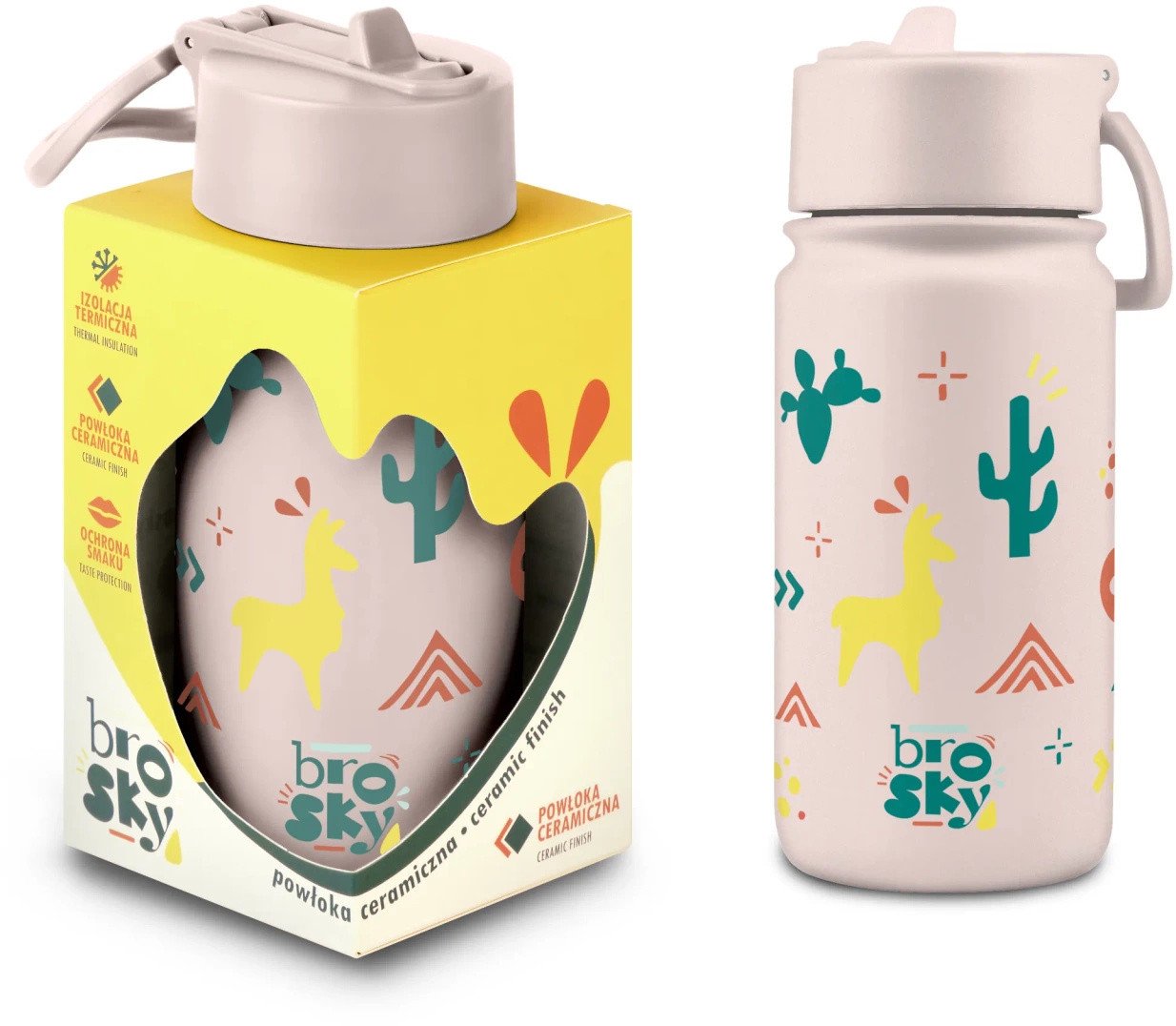 Brosky O. Różowy bidon termiczny na wodę 450 ml