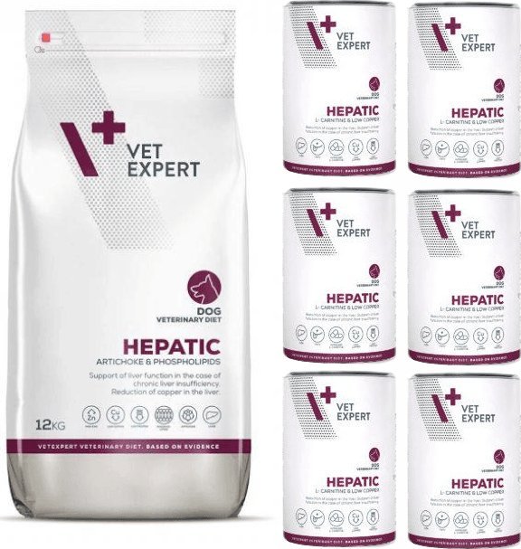 VetExpert VETEXPERT Hepatic Dog 12kg + Hepatic Dog 6x400g