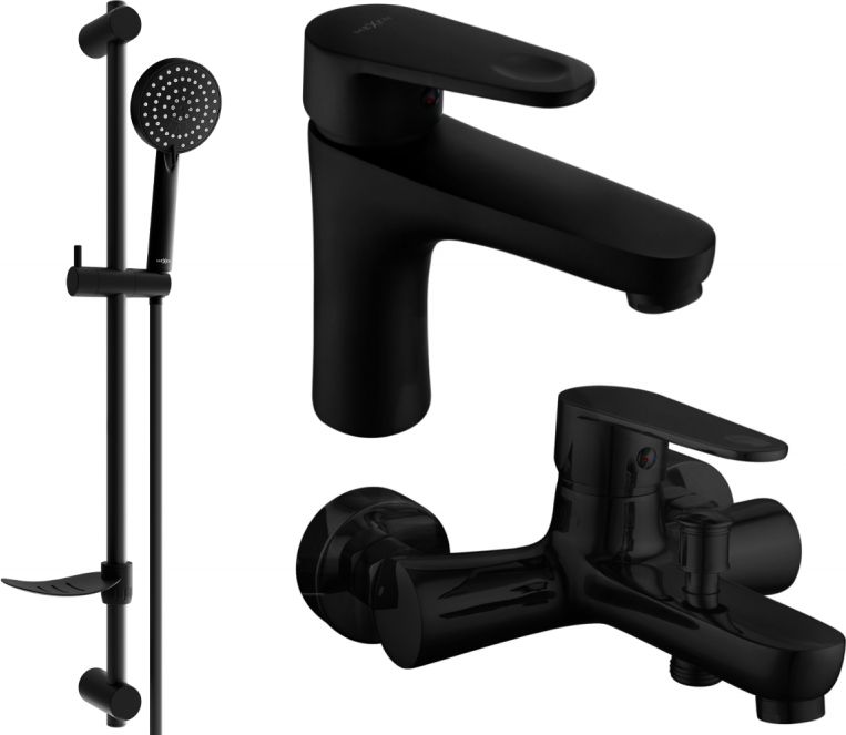 Mexen Mexen Kama DF75 zestaw wannowy, czarny - 72503DF75-70