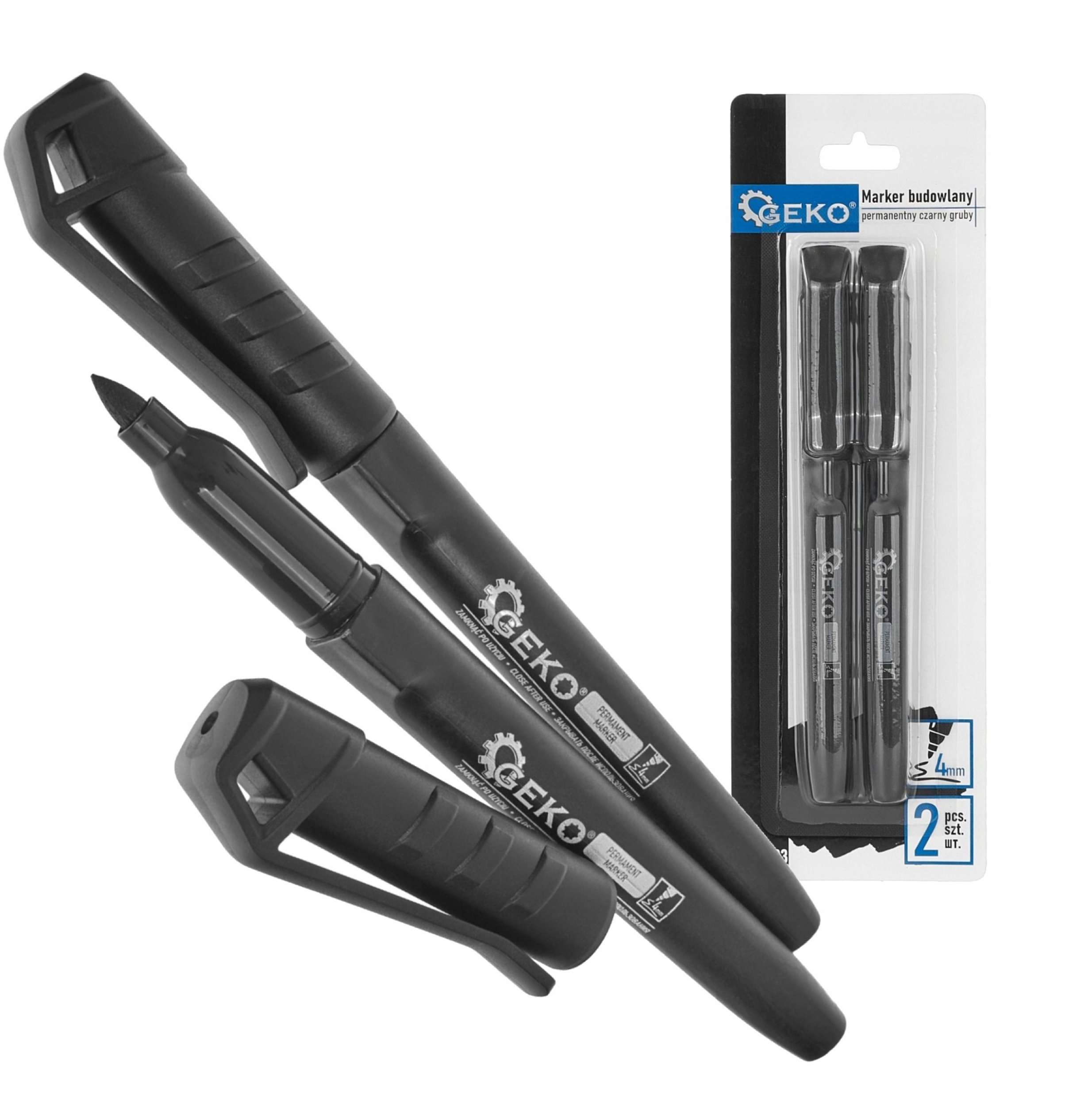 Marker budowlany permanentny czarny gruby – zestaw 2 szt (12/144)