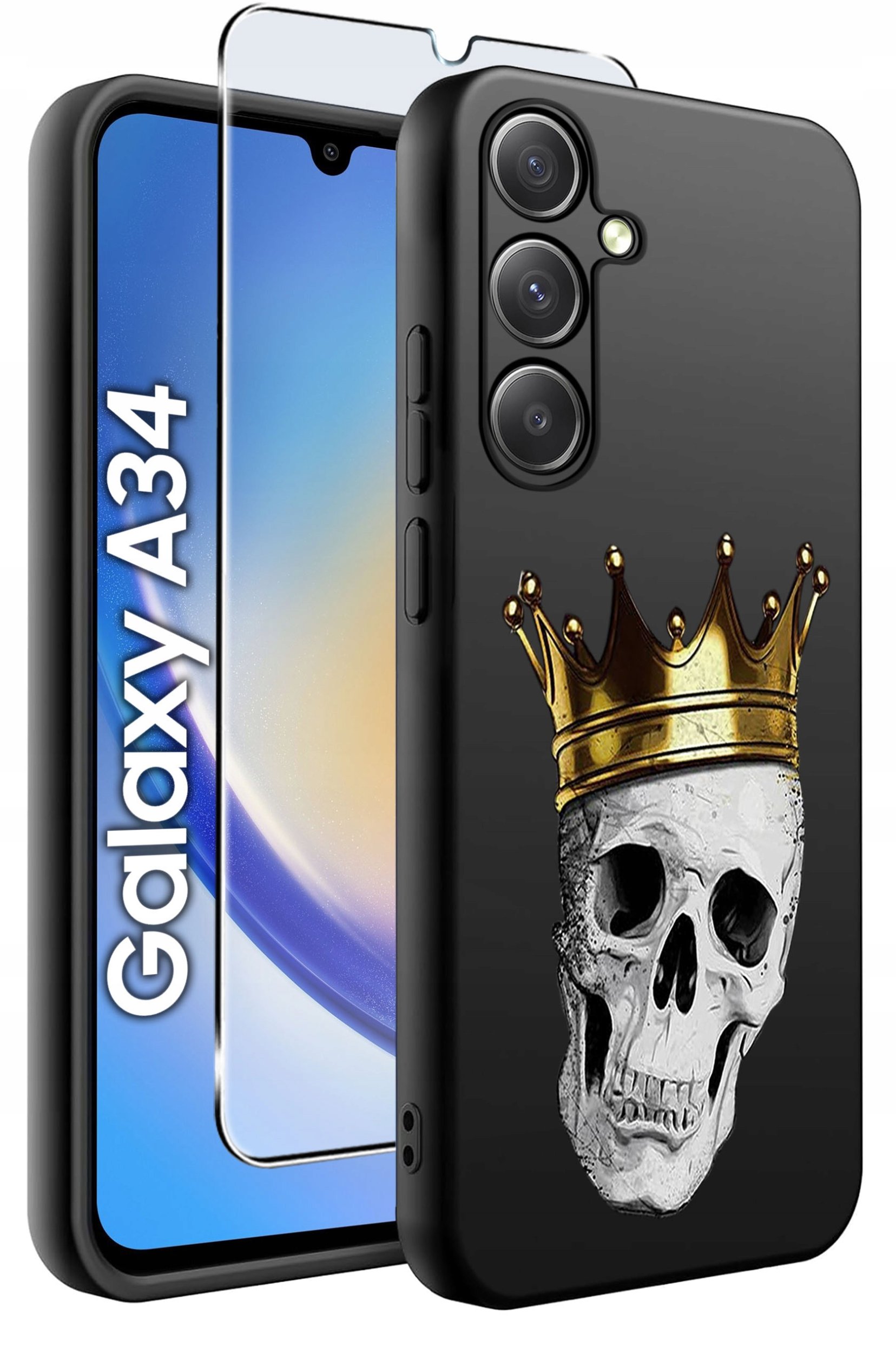 ETUI do Samsung A34 5G WZORY | SILIKONOWE MATT CASE + SZKŁO 9H