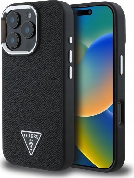 Guess Guess GUHMP16XPGTSPSK iPhone 16 Pro Max 6.3" black/black hardcase Grained Triangle MagSafe