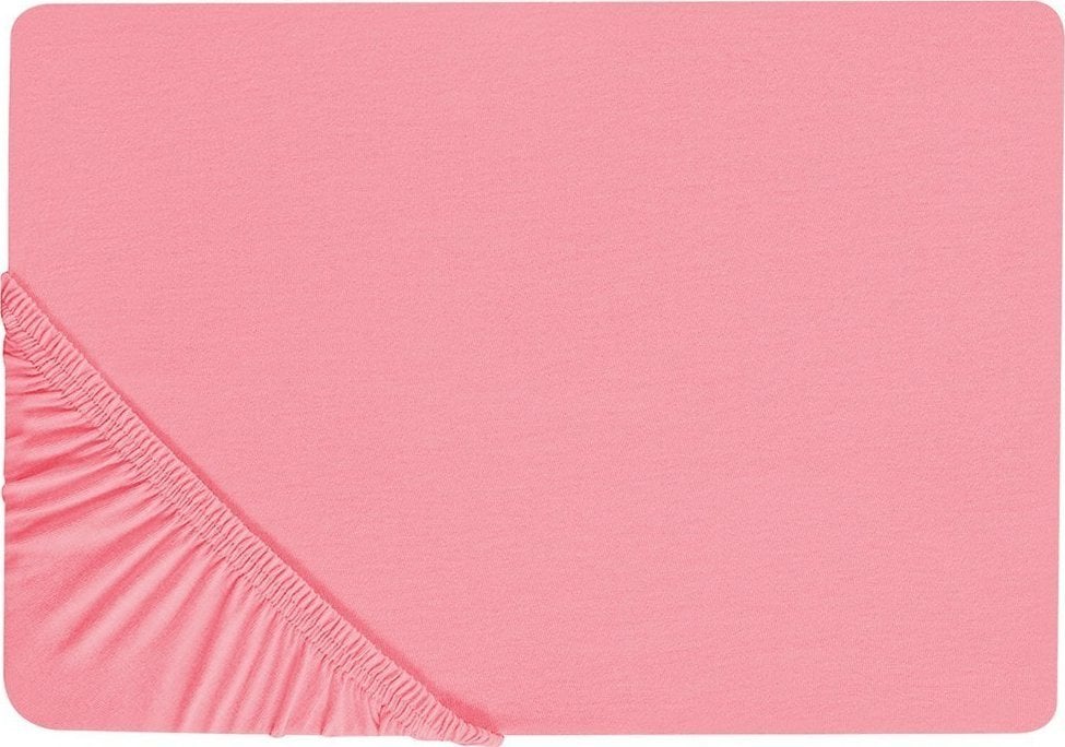 Beliani Bawełniane prześcieradło z gumką 90 x 200 cm koralowe JANBU