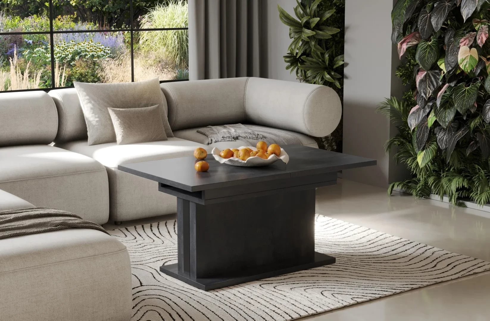 Ława rozkładana podnoszona SOLARIS 110(170)x65 beton ciemny ENDO