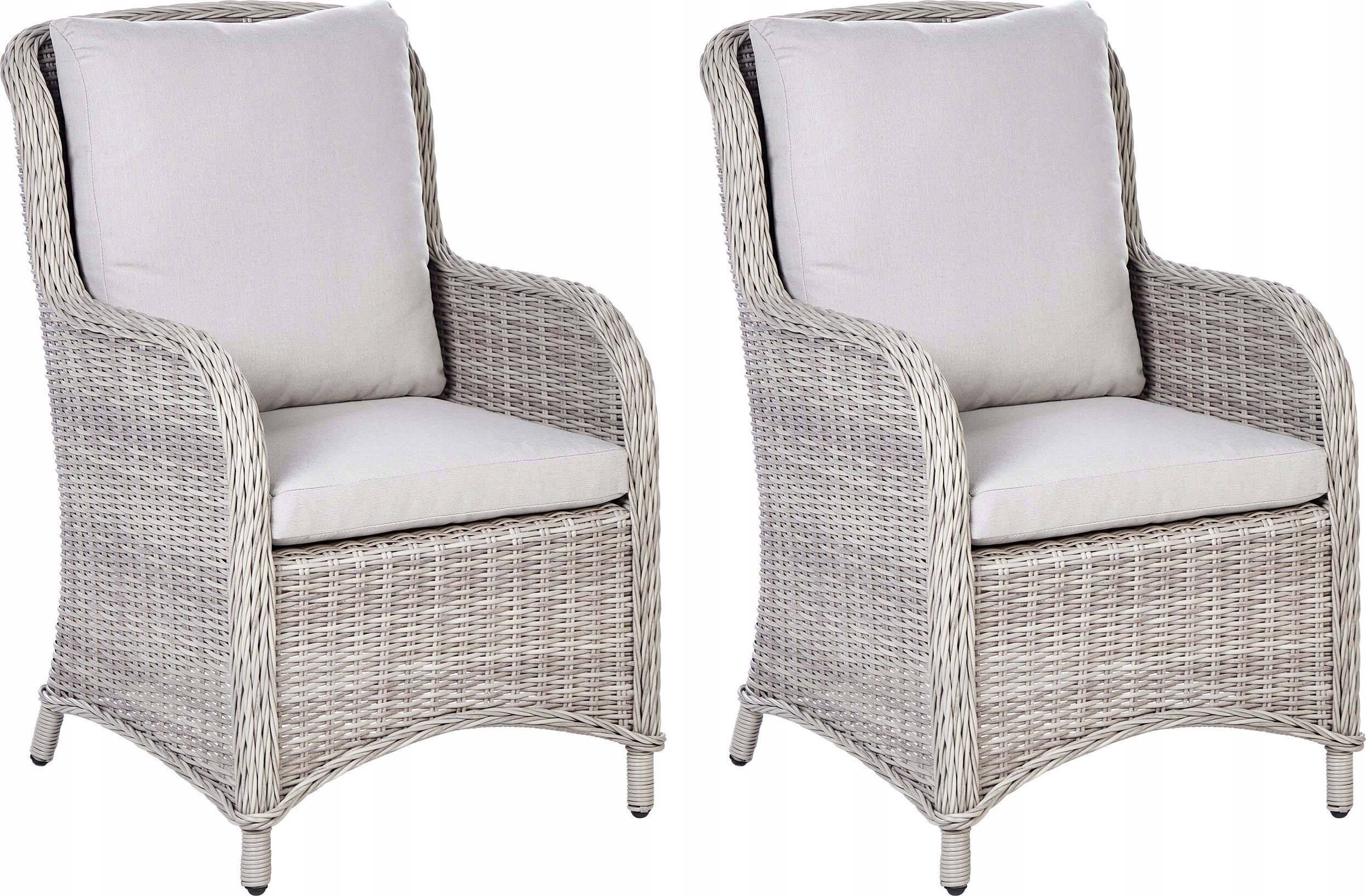 Beliani Krzesło ogrodowe Zestaw 2 Polyrattan Beżowoszary CASCAIS