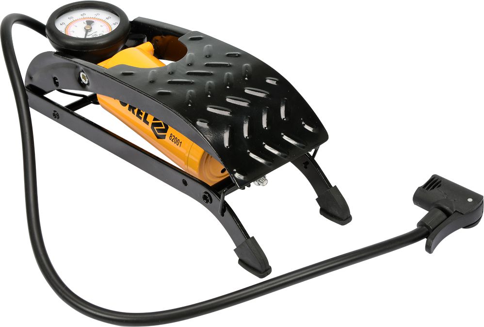 Vorel Pompa nożna jednotłokowa z manometrem 0,7MPa podwójna głowica + końcówki (82001)