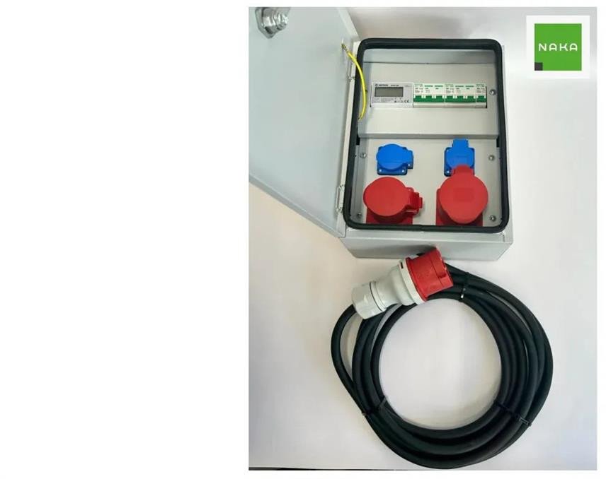 IP54 Metalowa rozdzielnica ścienna CEE 32A 16A 2x230V z kablem miernika mocy 5m 94V-6