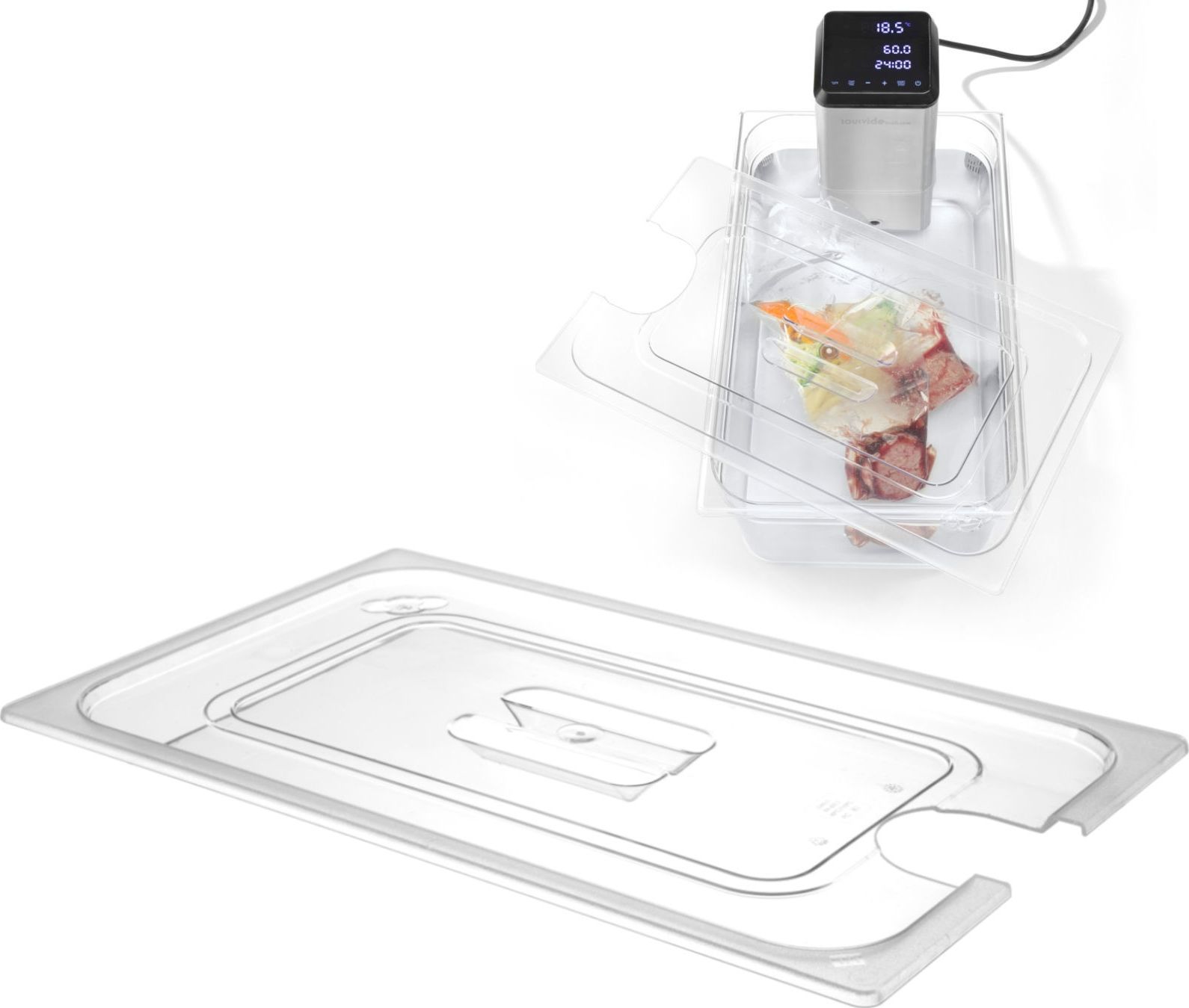 Hendi Pokrywka z poliwęglanu z wycięciem na Sous-Vide do pojemników GN 1/2 - Hendi 864234 Pokrywka z poliwęglanu z wycięciem na Sous-Vide do pojemnikó