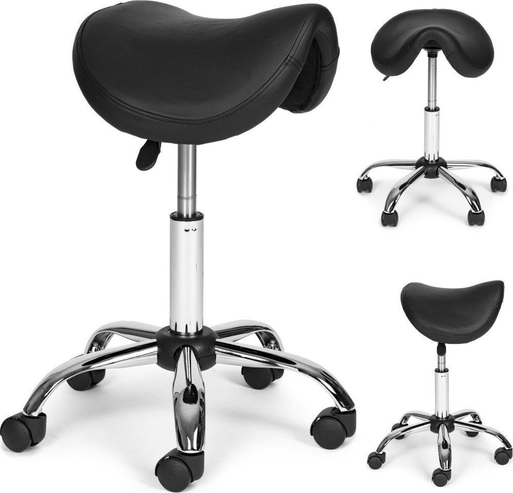 ModernHome Taboret stołek kosmetyczny obrotowy medyczny regulacja wysokości ekoskóra