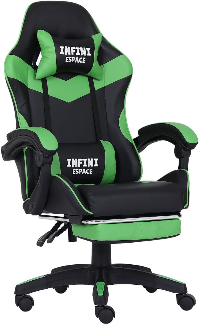 Fotel Gamingowy z podnóżkiem INFINI ESPACE Green