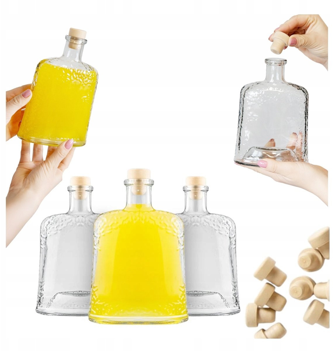 5X Szklane Butelki LODOWA 500ml z korkiem nalewki BIMBEREK Alkohol Likier