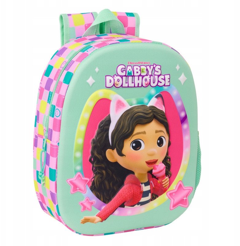 Plecak dla dziewczynki do przedszkola duży kolorowy Koci Domek Gabi 3D