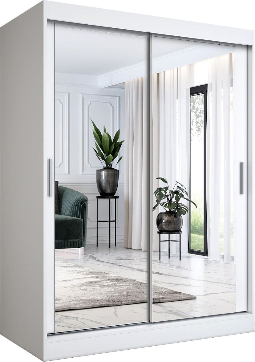 MKPOL Szafa przesuwna MODUO COMFORT 150 biała mat z dwoma lustrami