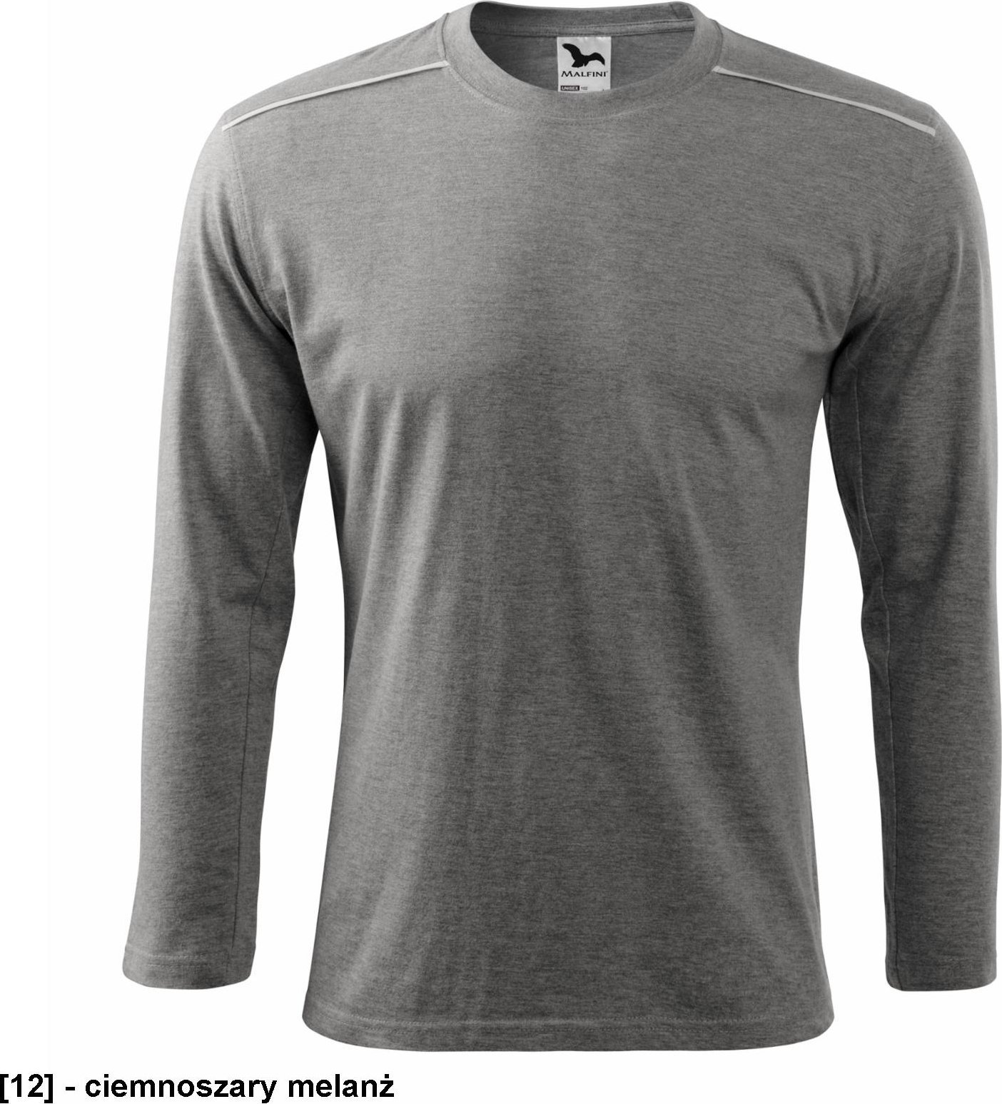 MALFINI Long Sleeve 112 - ADLER - Koszulka unisex, 180 g/m, - ciemnoszary melanż XL
