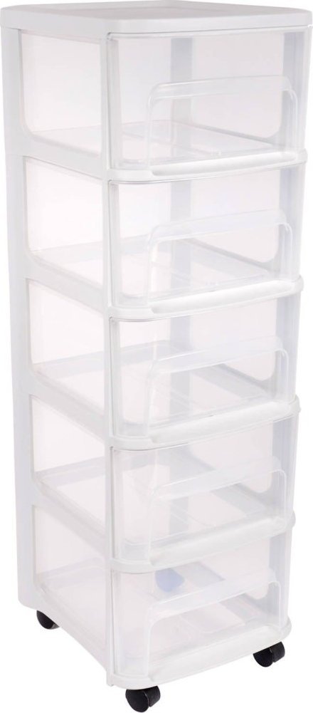 EDA Szafka modułowa na kółkach 5 szuflad BIAŁA