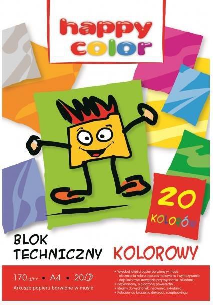 Happy Color Blok techniczny A4 20k kolorowy 170g