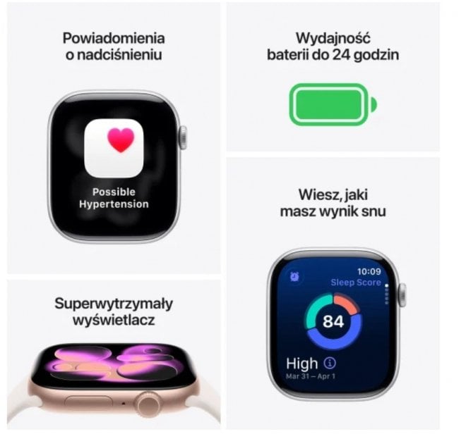 Smartwatch Apple Watch Series 11 GPS+Cellular, koperta 46 mm z aluminium w kolorze różowego złota, pasek sportowy w kolorze łagodnego różu - rozmiar M