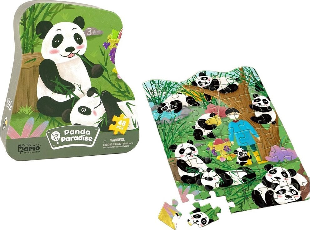 LeanToys Puzzle Panda Las Bambusowy 48 Elementów