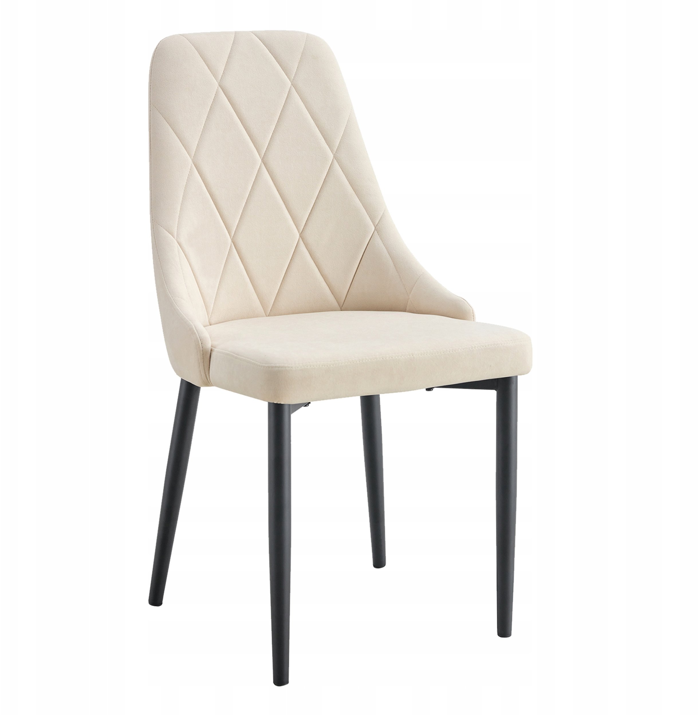 Krzesło tapicerowane beżowe EVA welurowe glamour do salonu i jadalni