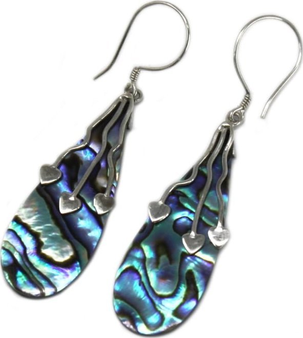 Lovrin Srebrne kolczyki z Abalone - Trzy serca