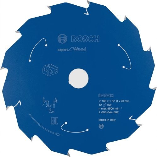 Bosch Bosch circular saw blade Expert for Wood, 160mm, 12Z (bore 20mm, for cordless saws)