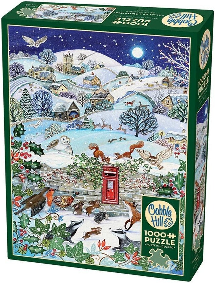 Puzzle 1000 Wieś zimową nocą G3