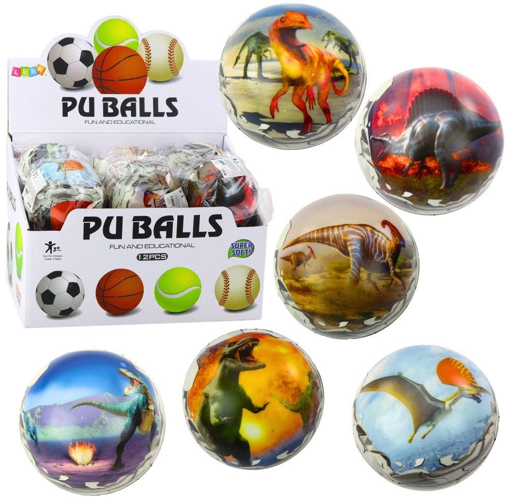 Piłka Do Odbijania Ugniatania Piankowa Piłeczka Dinozaury 7cm LEAN TOYS