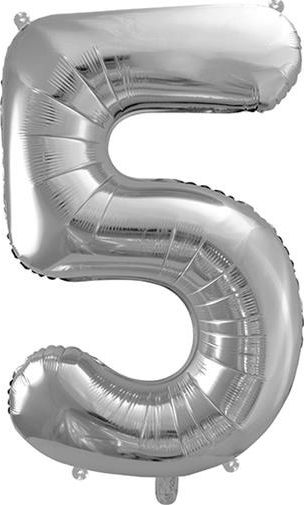 Party Deco Balon foliowy Cyfra "5", 86cm, srebrny uniwersalny