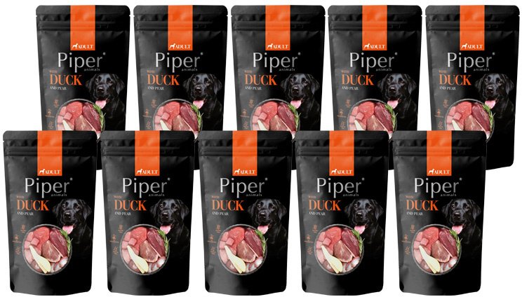 Piper Mokra Karma dla psa Animals z kaczką i gruszką zestaw 10 x 150 g