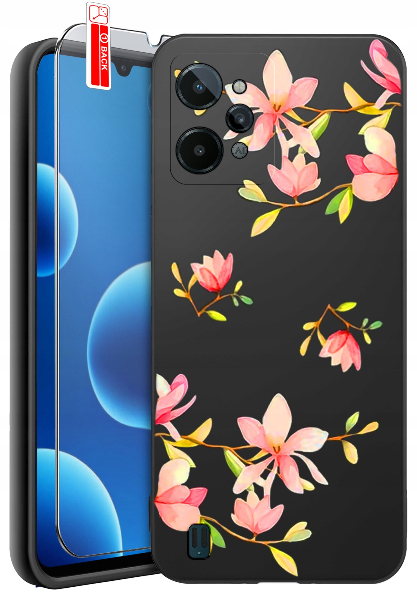 ETUI do Realme C31| WZORY | SILIKONOWE MATT CASE + SZKŁO 9H