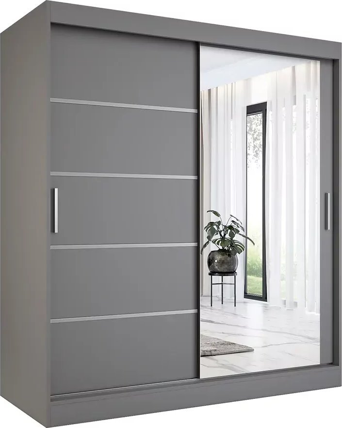 Elior Antracytowa szafa przesuwna 180 cm - Lorenza 5X