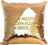 Koszulkowy Najlepsza dziewczyna na świecie - poduszka z cekinami