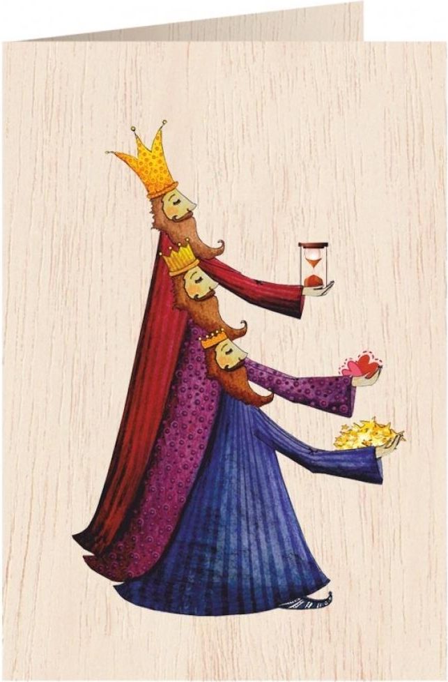 Cozywood Karnet drewniany C6 + koperta. Święta, Trzech Króli