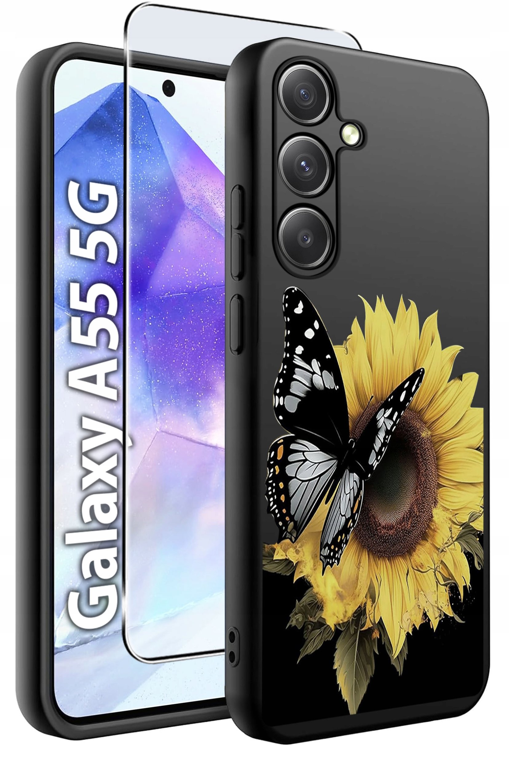 ETUI do Samsung A55 5G WZORY | SILIKONOWE MATT CASE + SZKŁO HARTOWANE 9H