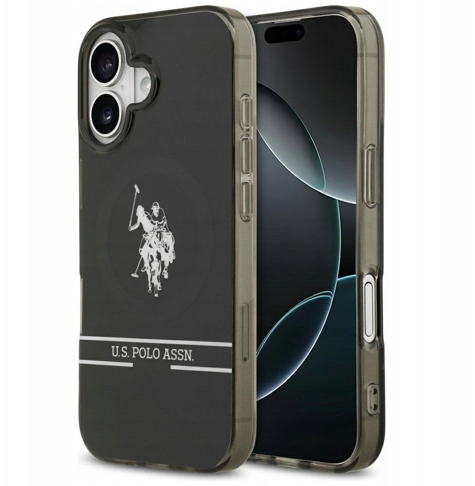 Etui US Polo DH and Bottom Stripe Logo MagSafe do iPhone 17 czarny