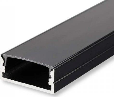 V-TAC Profil Aluminiowy 2mb Czarny Klosz Czarny, Na dwie taśmy (VT-8108)