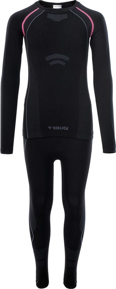 Brugi Zestaw Bielizny termoaktywnej dziecięcej, czarna, rozmiar: 116-134 (1RAP EHQ)