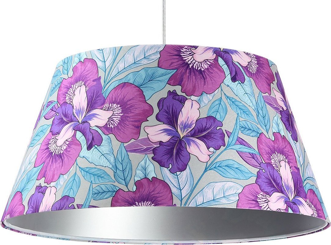 Lampa wisząca Lumes Fioletowa welurowa lampa wisząca w kwiaty - S413-Najra