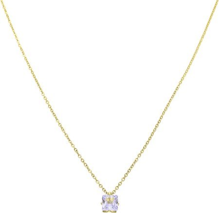 OTIEN Naszyjnik złoty celebrytka cyrkonia oczko kwadratowe stal chirurgiczna