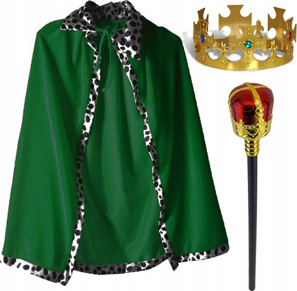Strój Króla Jasełka Peleryna Korona Berło Przebranie Kostium 3 Króli ZIEL