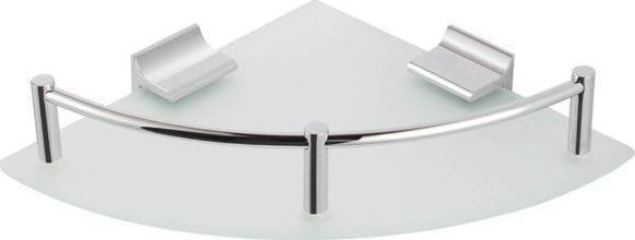 Półka narożna 17x17 / szkło matowe / chrom