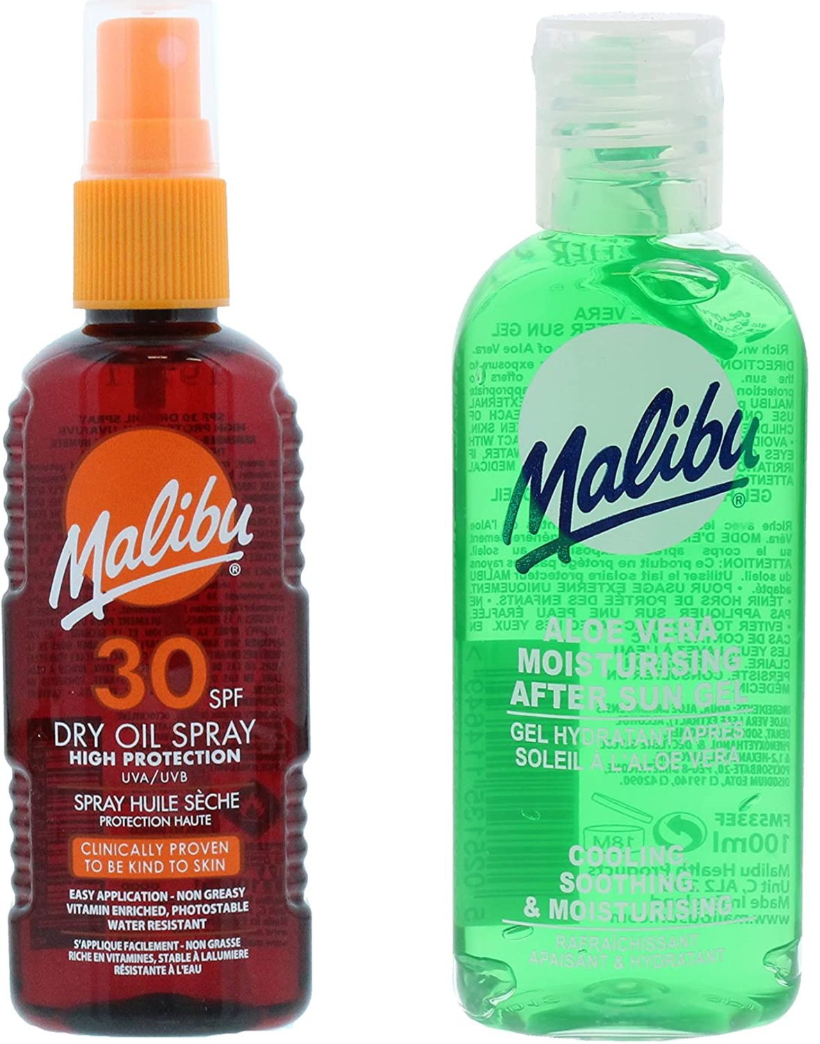 Malibu SPF30 Olejek Brązujący 100ml + Aloe Po Opalaniu 100ml
