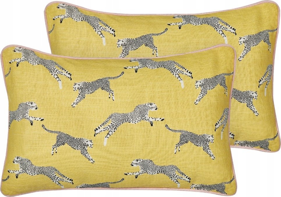Beliani 2 bawełniane poduszki dekoracyjne w gepardy 30 x 50 cm żółte ARALES