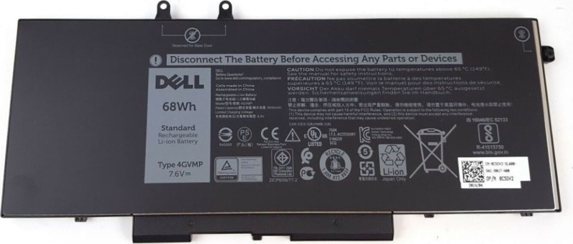 Bateria Dell Battery, 68WHR, 4 Cell,