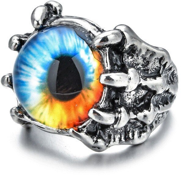 PIERŚCIEŃ SYGNET Kamień GOTYCKI Mroczny oko 394D