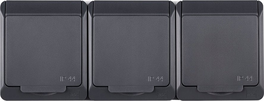 Elektro-Plast Hermes Gniazdo hermetyczne potrójne z/u Schuko antracyt 16A IP44 0326-07