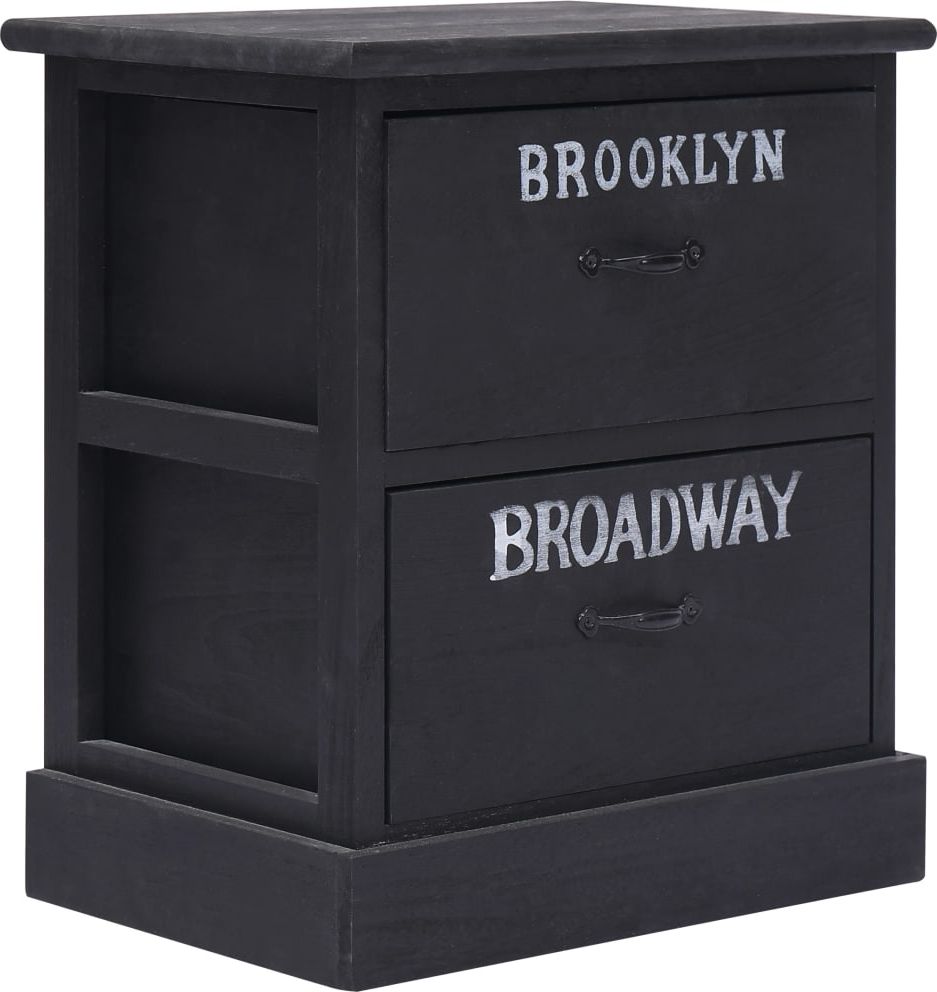 vidaXL Szafka nocna, czarna, 38 x 28 x 45 cm, drewno paulownia