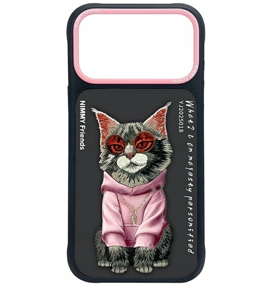 Etui Nimmy Glasses Cool Cat do iPhone 17 Pro Max czarny